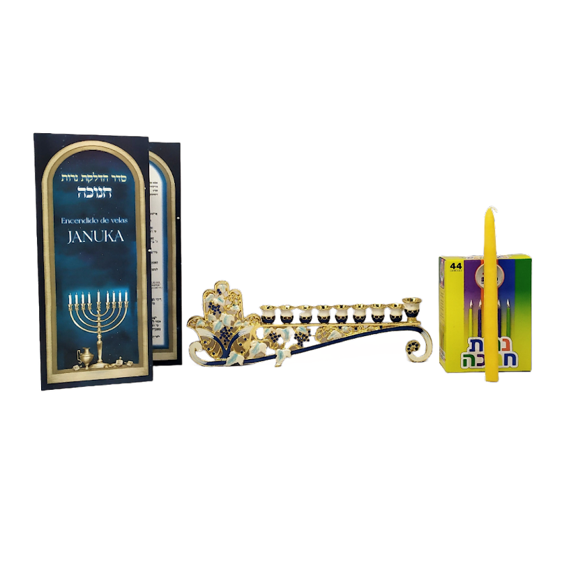 Blue Hamsa Chanukah Set for Candles 11377