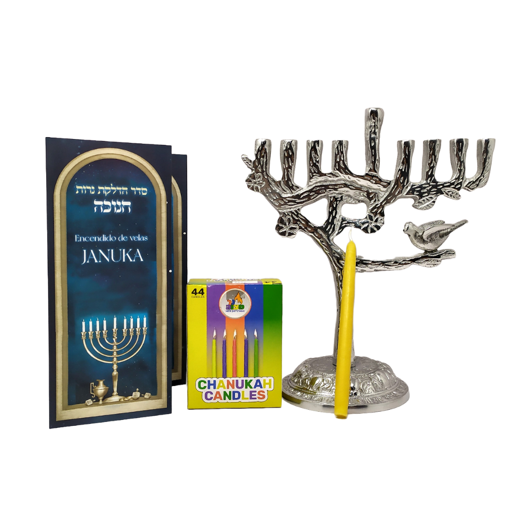 Set of chanukiah tree with bird for candles 11368