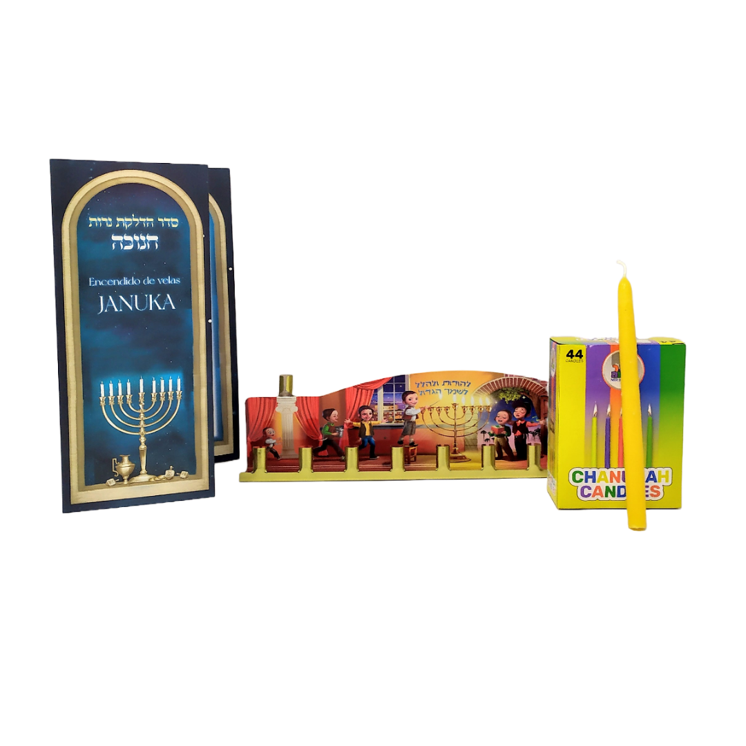 Menorah set with printed candle holder 11339