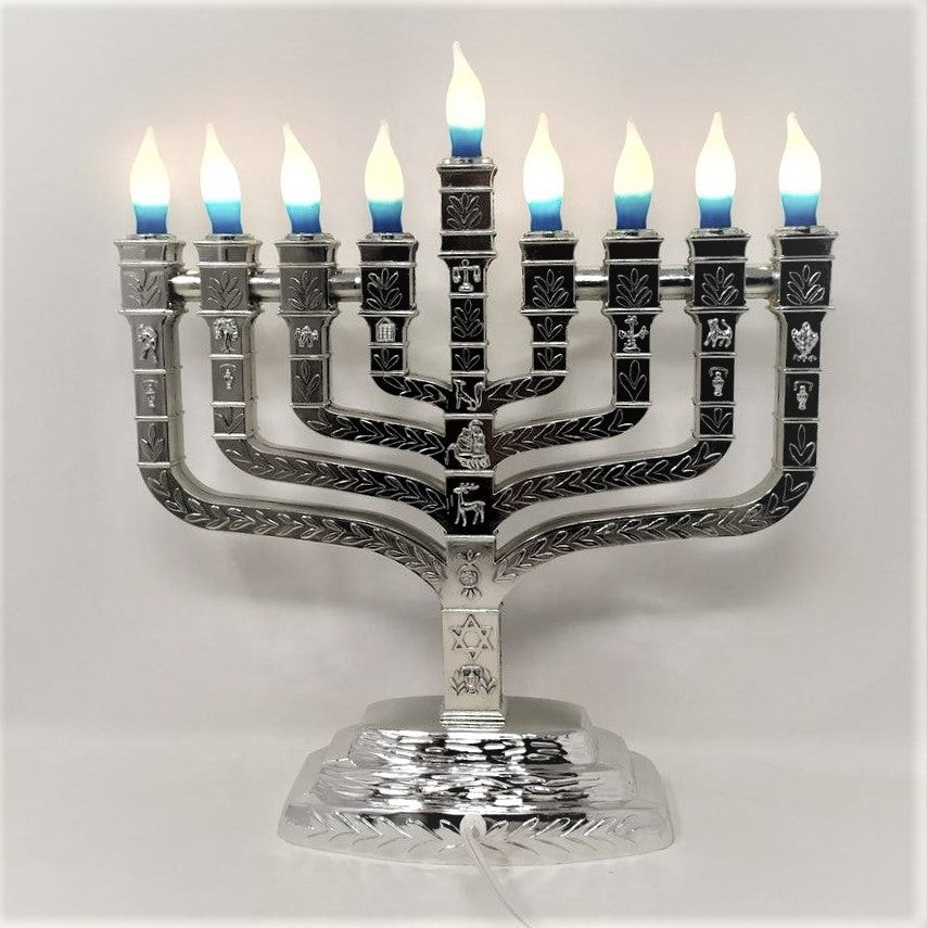 Hanukiah 9-Arm Electric Kenesset Silver 00851