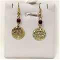 Long golden Shema earrings with colored stones E60200