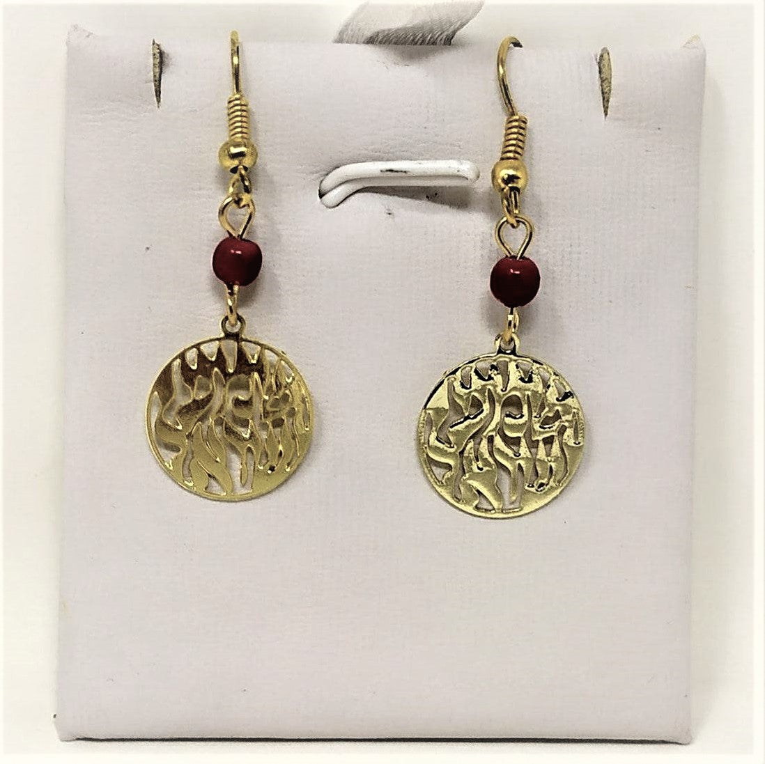 Aretes largos Shema dorado con piedras de color E60200