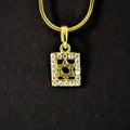 Collar de rodio cuadro dorado con brillantes y maguen 10961 - Libreria Jerusalem Centro