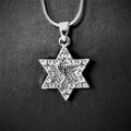 collar de rodio maguen plateado brillantes y menora 10956 - Libreria Jerusalem Centro