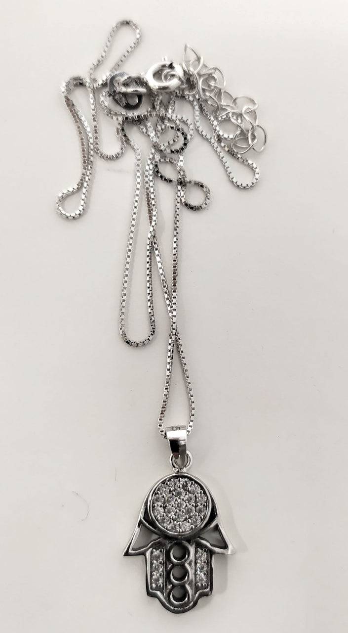 Collar dije hamsa con brillantes 43353 1 - Libreria Jerusalem Centro