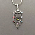 Collar rodio arbol de la vida plateado piedras colores 10953 - Libreria Jerusalem Centro