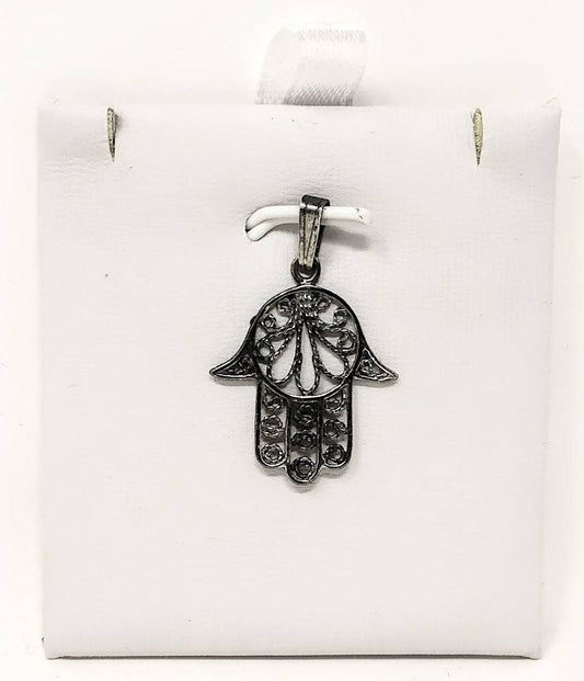 Dije hamsa Art plata 70492 - Libreria Jerusalem Centro