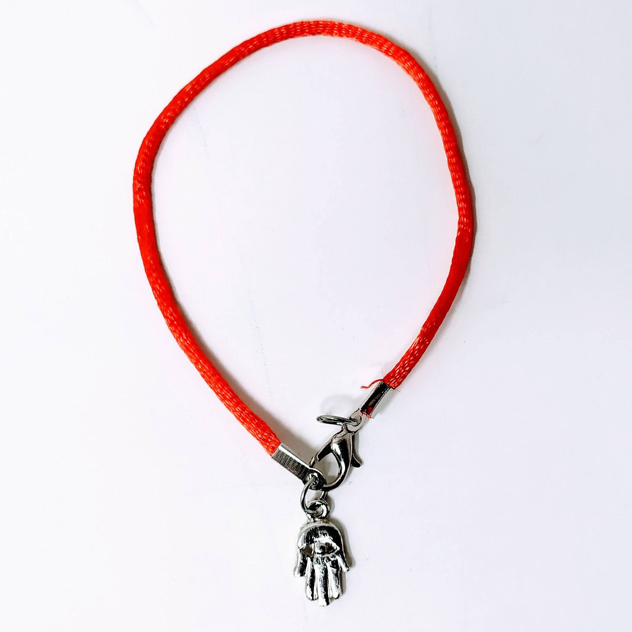 Pulsera de hilo rojo lisa con hamsa plateada 10968 - Libreria Jerusalem Centro