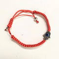 Pulsera hilo rojo trenzado  hamsa y ojito 1 plateada - Libreria Jerusalem Centro