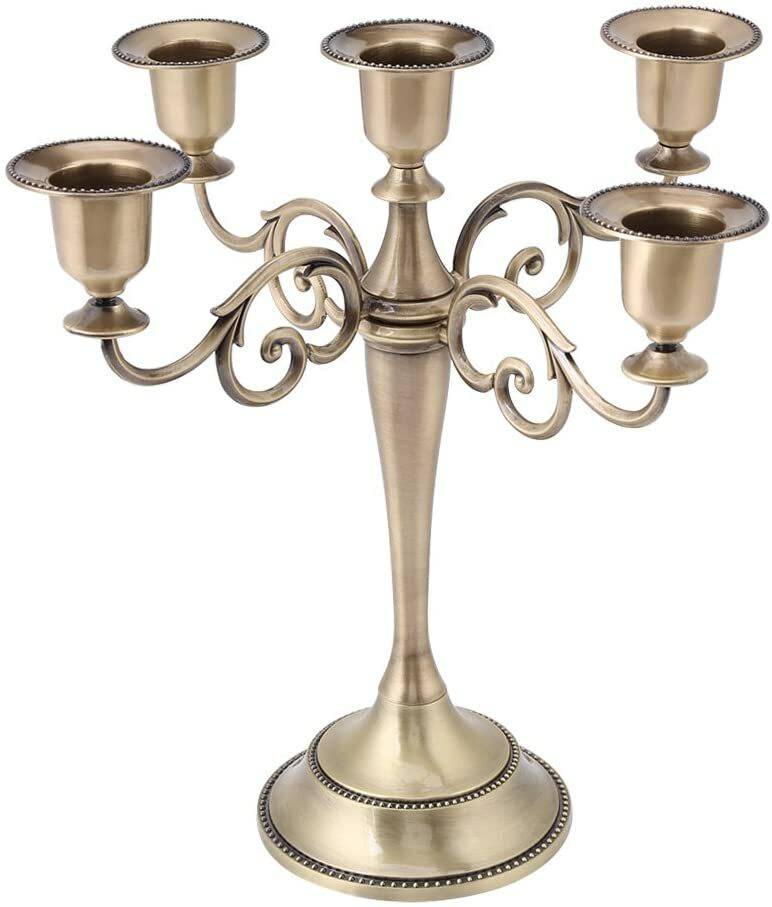 Candelabro Elegante para Shabat 5 brazos Dorado 10707 - Libreria Jerusalem Centro
