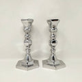Candelabros Shabat de pewter hexagonal - Libreria Jerusalem Centro