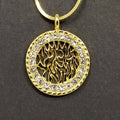 Collar de rodio Shema Israel, redondo con brillantes alrededor - Libreria Jerusalem Centro