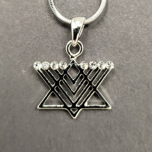 Collar janukia maguen David con piedras plateadas 213 - Libreria Jerusalem Centro