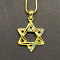 Collar maguen David dorado con piedras de colores 23301 - Libreria Jerusalem Centro