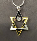 Collar maguen david dos triángulos con piedra blanca 10125 - Libreria Jerusalem Centro