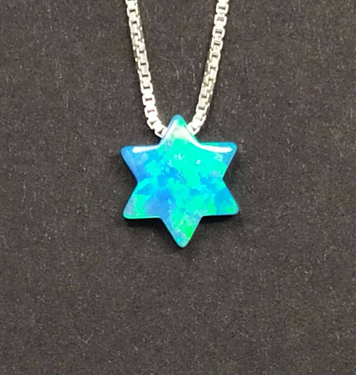 Collar plata maguen david de opalo - Libreria Jerusalem Centro