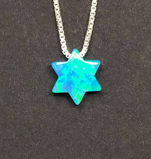 Collar plata maguen david de opalo - Libreria Jerusalem Centro