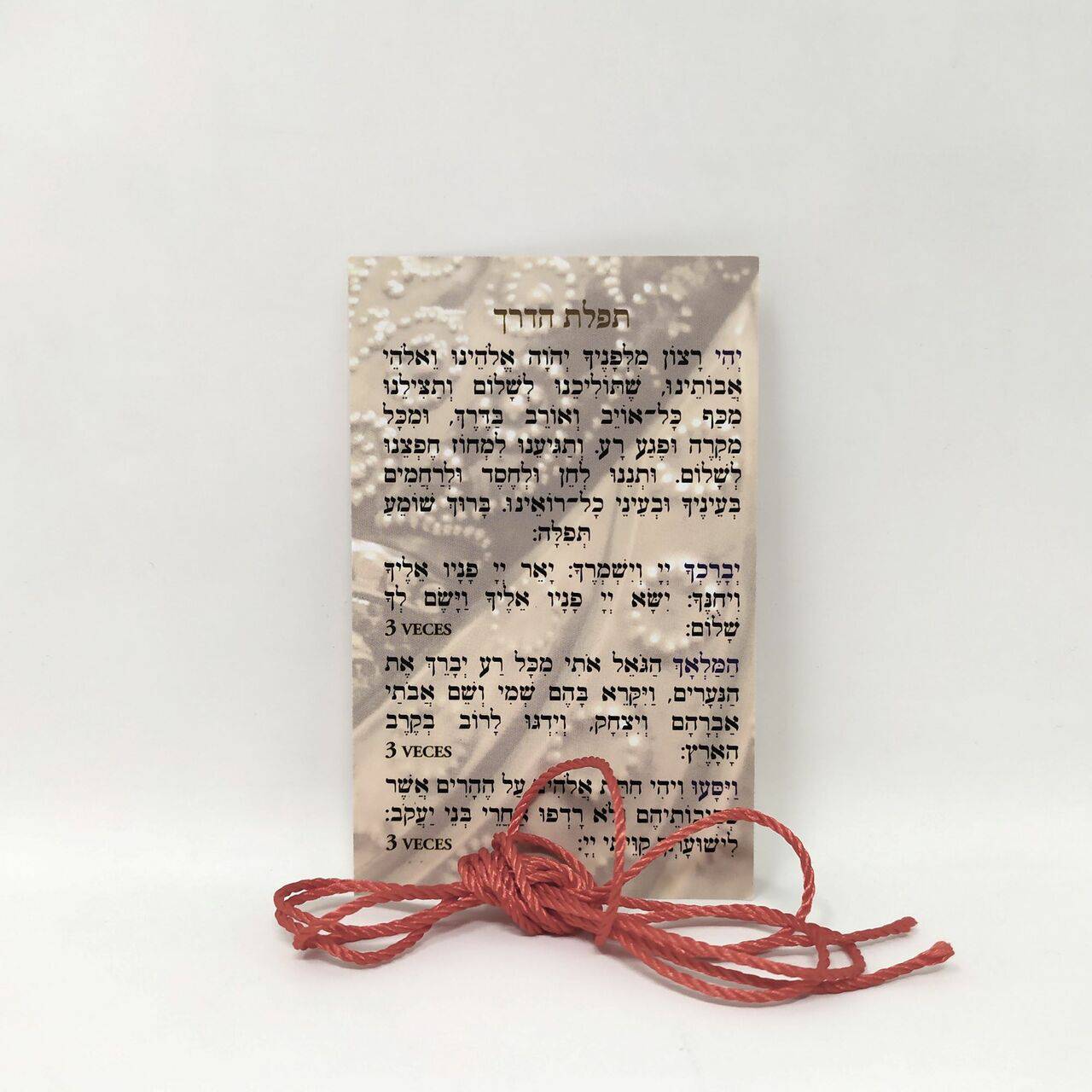 Hilo rojo con tarjeta oración del viajero - Libreria Jerusalem Centro