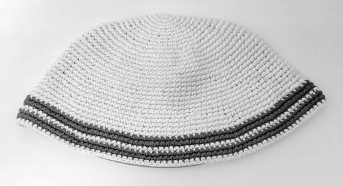 Kipá tejida a mano blanca 24 cm. 15706 - Libreria Jerusalem Centro