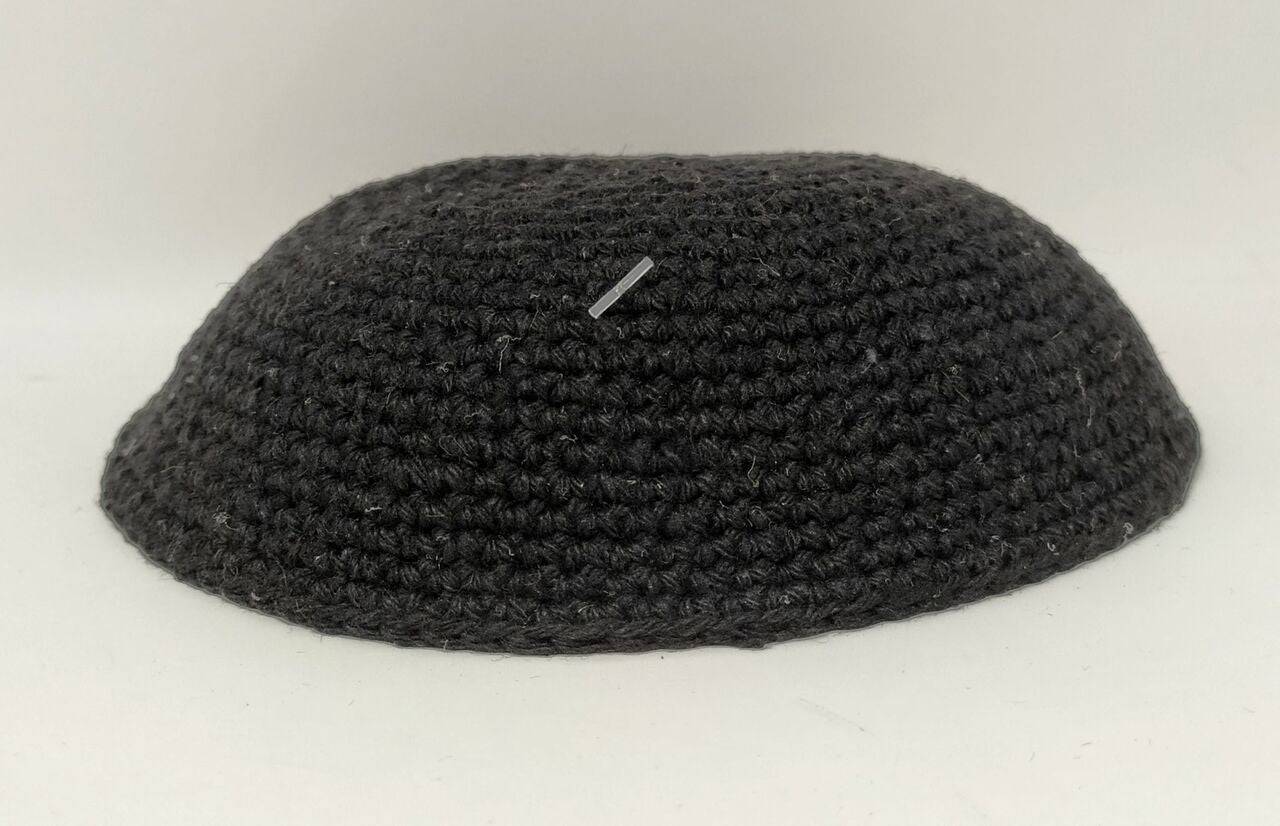 Kipa tejida negra delgada elegante 18043 - Libreria Jerusalem Centro