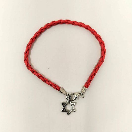 Pulsera hilo rojo trenzada maguen David plateado - Libreria Jerusalem Centro