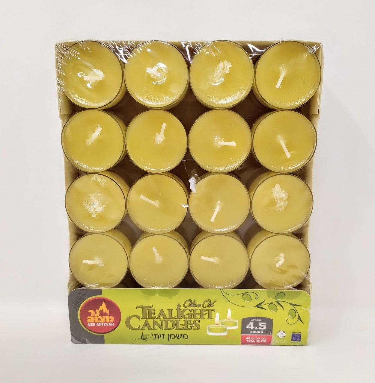 Vela Tealight aceite de oliva 4.5 horas - Libreria Jerusalem Centro