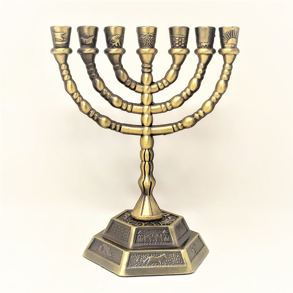 Menora 7 brazos 12 tribus 13 cm Dorado mate 96139