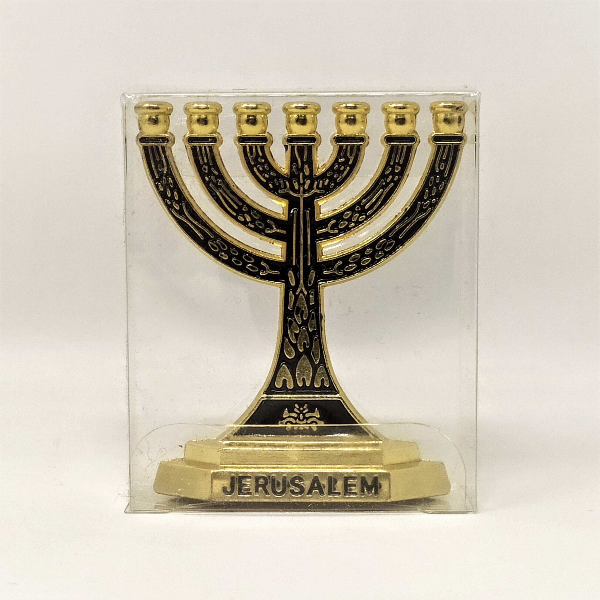 Menora 7 brazos mini dorada con negro 10995