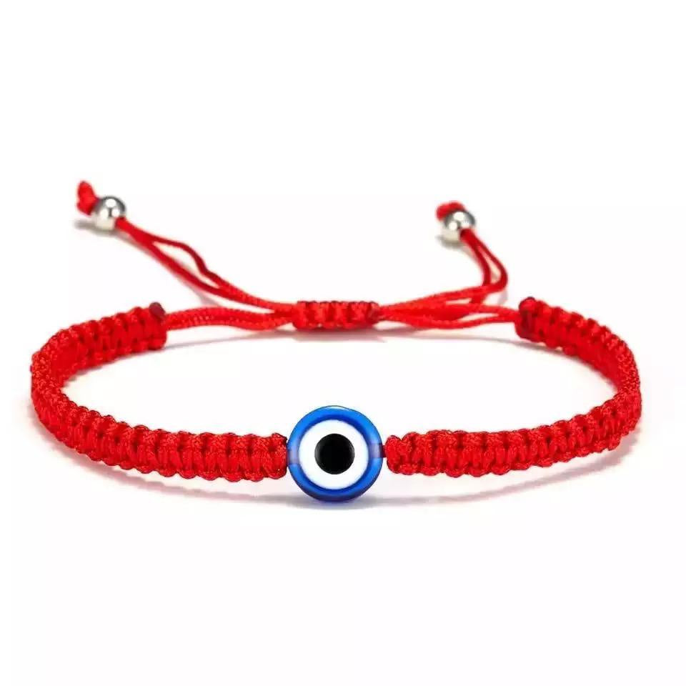 Pulsera tejida roja con ojito - Libreria Jerusalem Centro