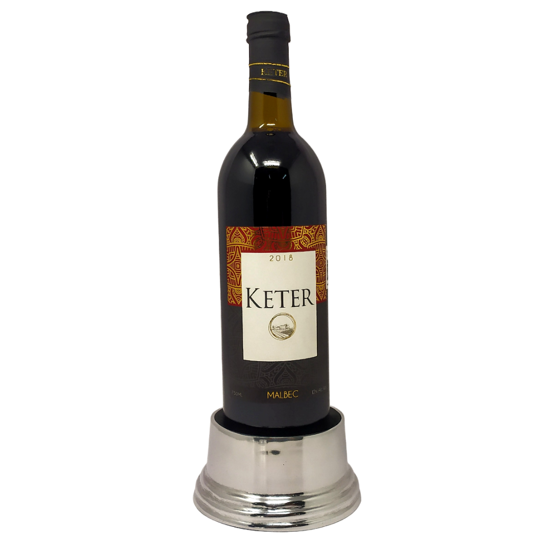 Pewter bottle holder with stripes 18826