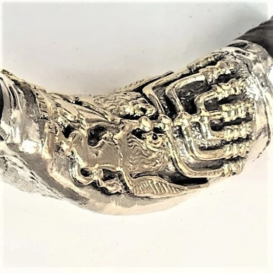 Shofar Antilope plata Large menora con leones - Libreria Jerusalem Centro
