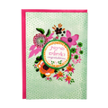 Tarjeta felicitaciones  flores fondo verde 140013