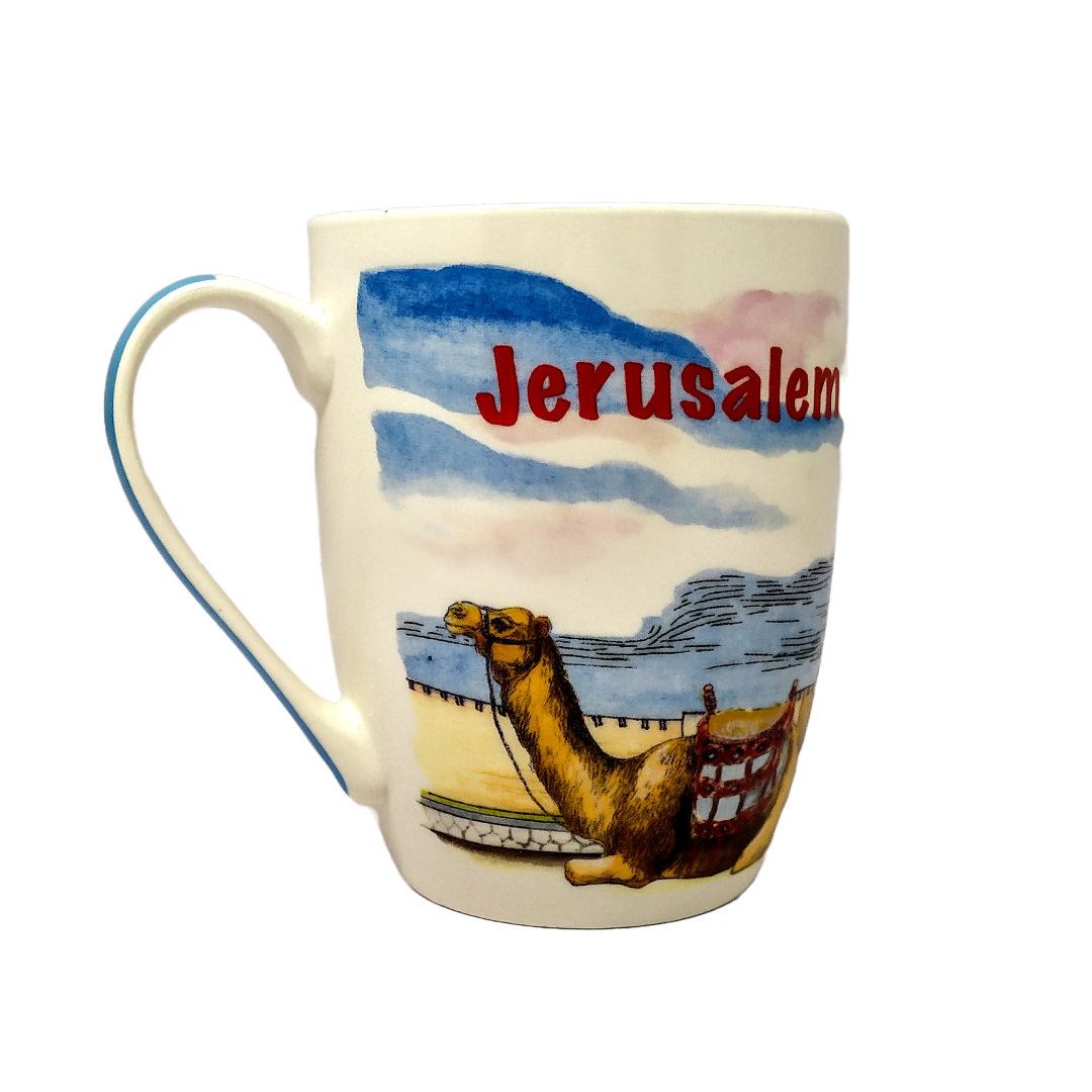 Jerusalem Ceramic Mug, Camel and Tower of David 140252