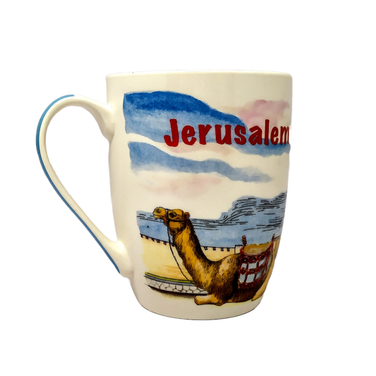 Jerusalem Ceramic Mug, Camel and Tower of David 140252